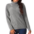 thumbnail image 1 of DARING DIVA Turtleneck Sweater Long Sleeve Knitted Pullover Basic L Grey, 1 of 5