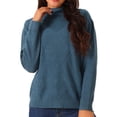 thumbnail image 1 of DARING DIVA Turtleneck Sweater Long Sleeve Knitted Pullover Basic M Deep Blue, 1 of 5