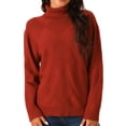 thumbnail image 1 of DARING DIVA Turtleneck Sweater Long Sleeve Knitted Pullover Basic M Red, 1 of 5