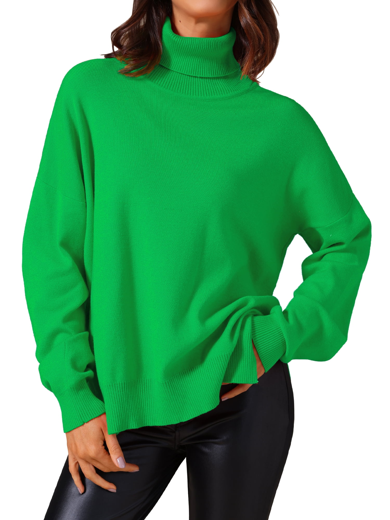 DARING DIVA Turtleneck Sweater Pullover Fall Winter Outfits XL Green