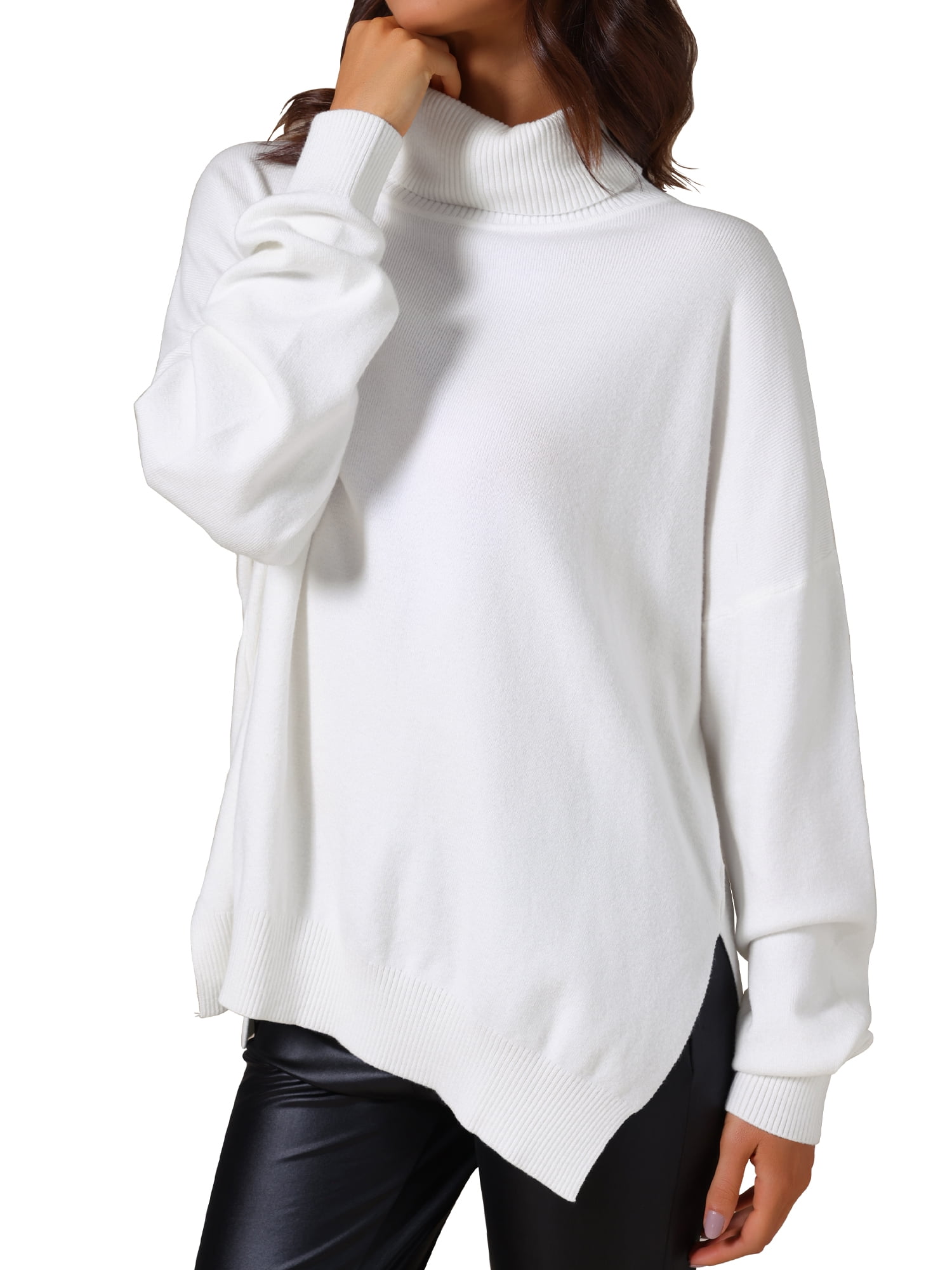 DARING DIVA Turtleneck Sweater Pullover Fall Winter Outfits XL White