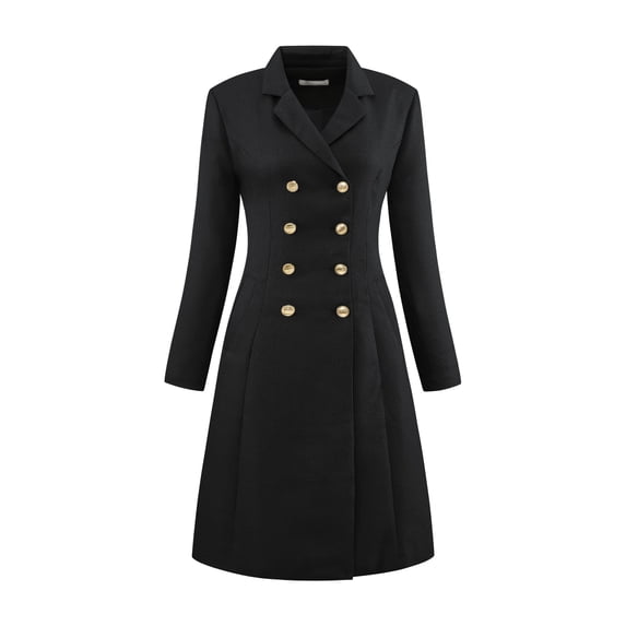 DARING DIVA Tweed Blazer Collared Double Breasted A-Line Dress 2XL Black