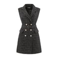 thumbnail image 1 of DARING DIVA Tweed Collared Belted Button Down Blazer Dress M Black, 1 of 6