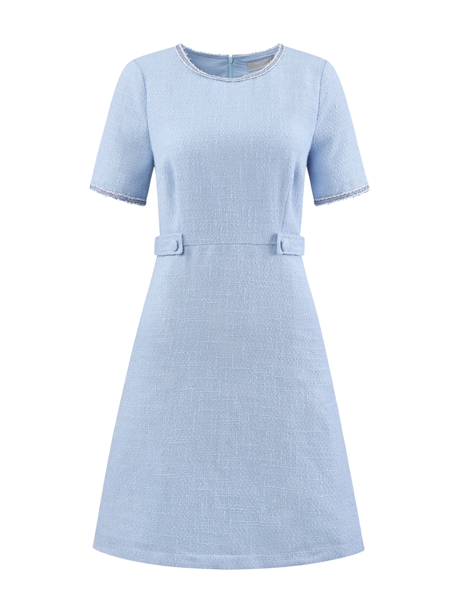 DARING DIVA Tweed Elegant A-Line Dress L Light Blue