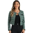 thumbnail image 1 of DARING DIVA Tweed Jacket Round Neck Button Front Closure Long Sleeve M Green Black, 1 of 6