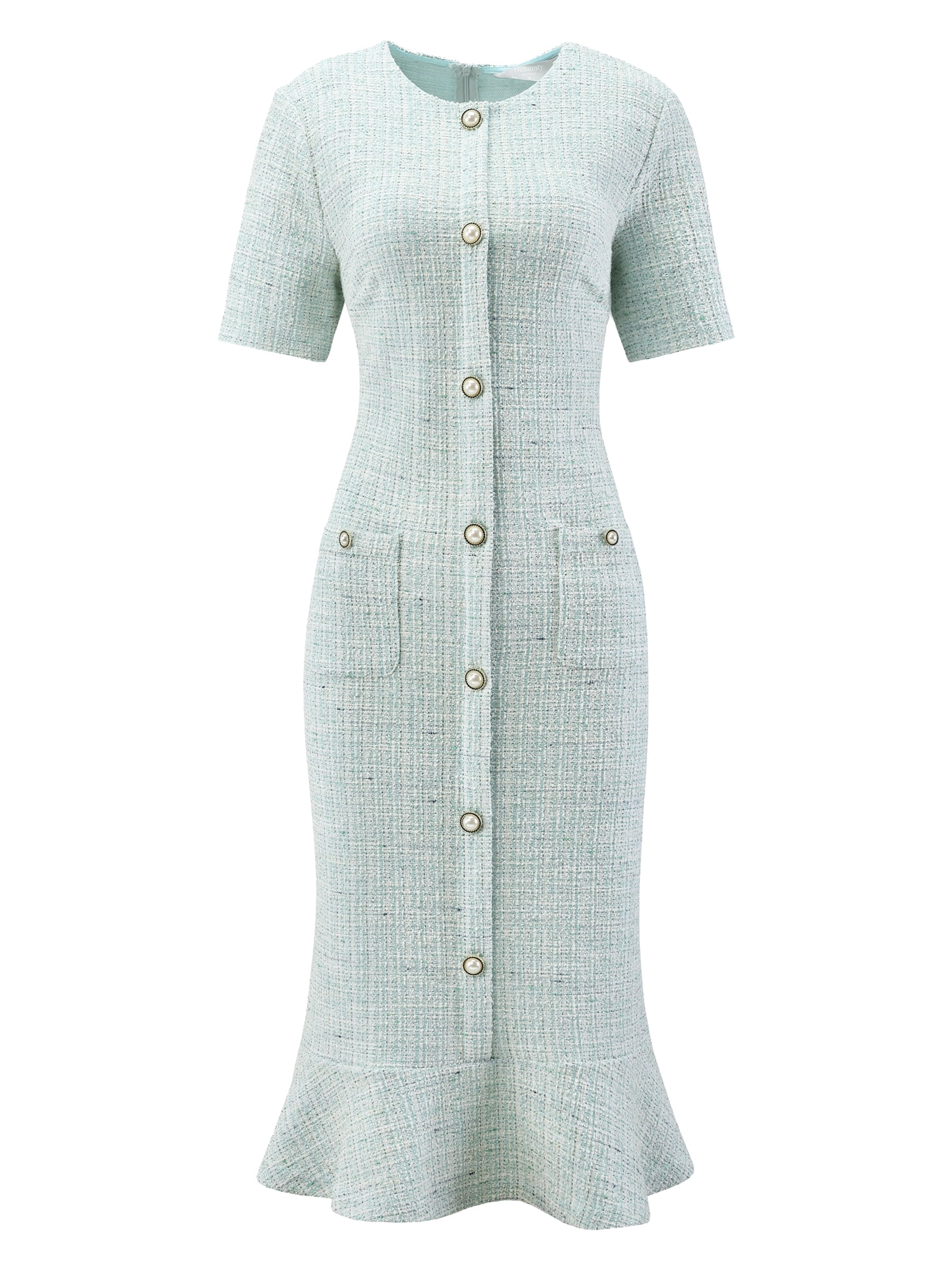 DARING DIVA Women's Short Sleeve Elegant Wedding Bodycon Fishtail Dress 2XL Cyan