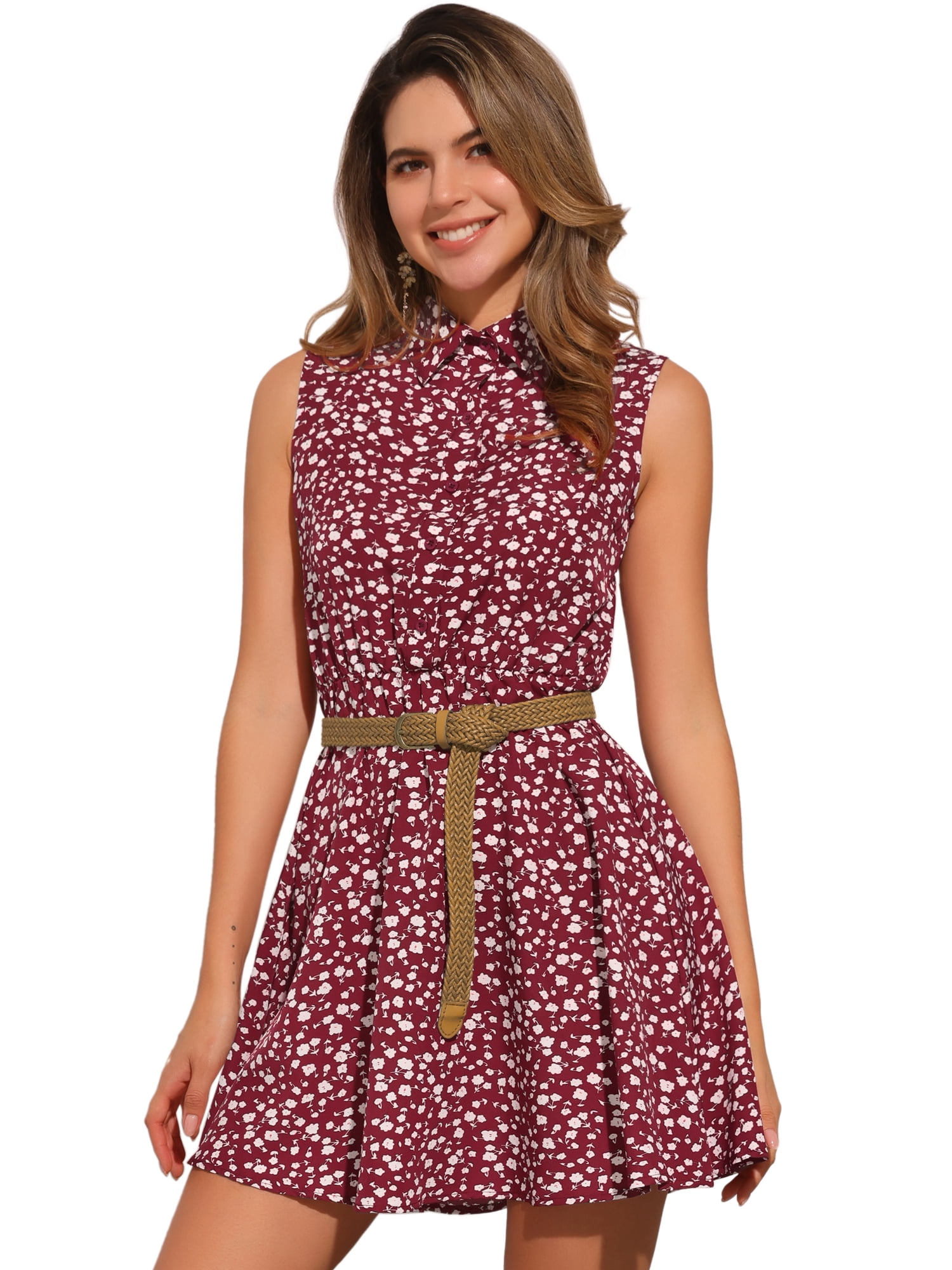 DARING DIVA Unlined Above Knee Sleeveless Mini Belted Dress XL Red