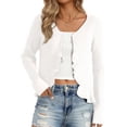 thumbnail image 1 of DARING DIVA Women's Ruffle Cardigan V Neck Long Sleeve Open Front Knit Bolero Shrugs S White, 1 of 6