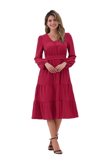 knee length dresses for ladies Women Plus Size Black & Red Floral Printed Sweetheart Neck Waist Tie-Up  Georgette Pleated Wrap Maxi Dress