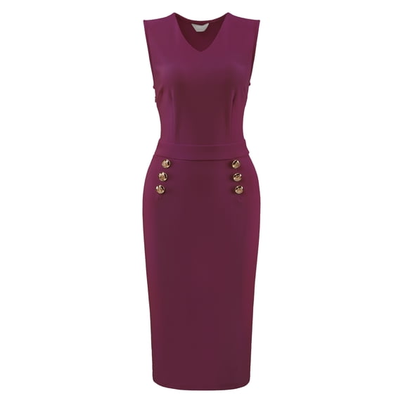 DARING DIVA V Neck Sleeveless Pencil Bodycon Knee Length Dress 2XL Purple