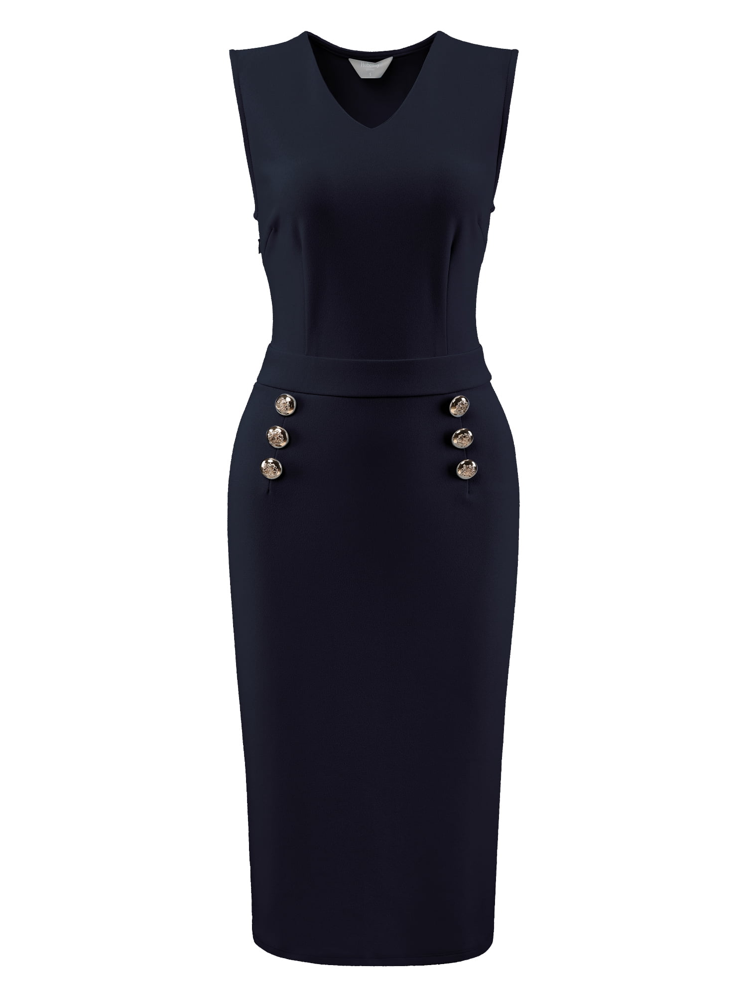 DARING DIVA V Neck Sleeveless Pencil Bodycon Knee Length Dress XL Navy Blue