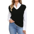 thumbnail image 1 of DARING DIVA V Neck Sweater Vest Fall Winter Pullover Tops M Black, 1 of 6