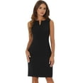 thumbnail image 1 of DARING DIVA V Neck Work Sleeveless Bodycon Mid-Length Pencil Dress M Solid Black, 1 of 6