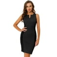 thumbnail image 1 of DARING DIVA V Neck Work Sleeveless Bodycon Mid-Length Pencil Dress S Black, 1 of 6
