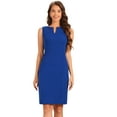 thumbnail image 1 of DARING DIVA V Neck Work Sleeveless Bodycon Mid-Length Pencil Dress S Royal Blue, 1 of 6