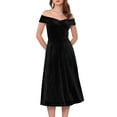 thumbnail image 1 of DARING DIVA Velvet Off the Shoulder Cocktail A-Line Dress S Black, 1 of 6