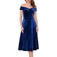 thumbnail image 1 of DARING DIVA Velvet Off the Shoulder Cocktail A-Line Dress XL Royal Blue, 1 of 6