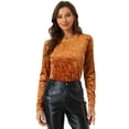 thumbnail image 1 of DARING DIVA Velvet Tops Round Neck Casual T-Shirt M Neon Brown, 1 of 6