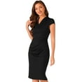 thumbnail image 1 of DARING DIVA Vintage Cap Sleeve Ruched Side Sheath Dress S Black, 1 of 5