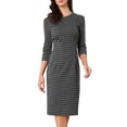 thumbnail image 1 of DARING DIVA Vintage Houndstooth 3/4 Sleeve Bodycon Dress XL Dark Grey, 1 of 6