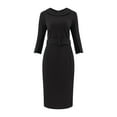 thumbnail image 1 of DARING DIVA Vintage Sheath Half Sleeve Collared Pencil Dress S Black, 1 of 6