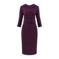thumbnail image 1 of DARING DIVA Vintage Sheath Half Sleeve Collared Pencil Dress XL Purple, 1 of 6