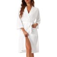 thumbnail image 1 of DARING DIVA Women's Waffle Bathrobe Soft Kimono Spa & Bath Mid-Length Robes L White, 1 of 7