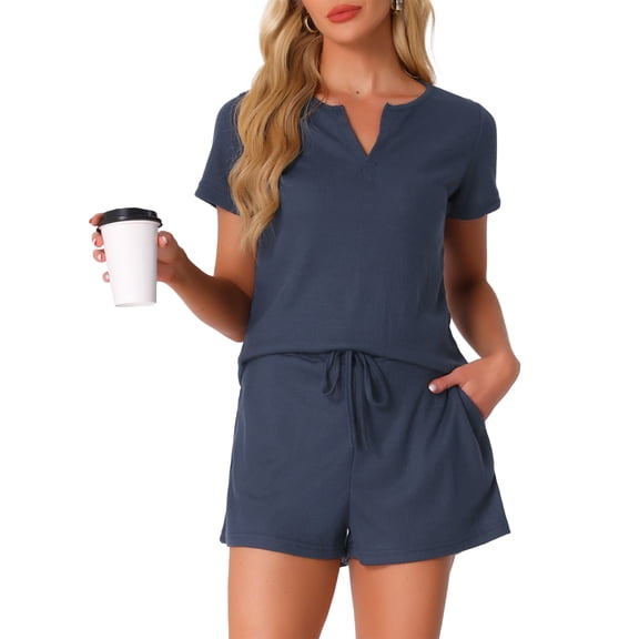 DARING DIVA Waffle Knit Lounge Set 2 Pieces Outfits Tracksuit Sweatsuits 2XL Navy