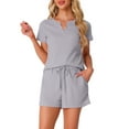 thumbnail image 1 of DARING DIVA Waffle Knit Lounge Set 2 Pieces Outfits Tracksuit Sweatsuits S Gray, 1 of 6