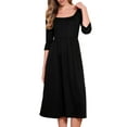 thumbnail image 1 of DARING DIVA Waffle Knitted 3/4 Sleeve Square Neck A Line Maxi Dress XS Black, 1 of 6