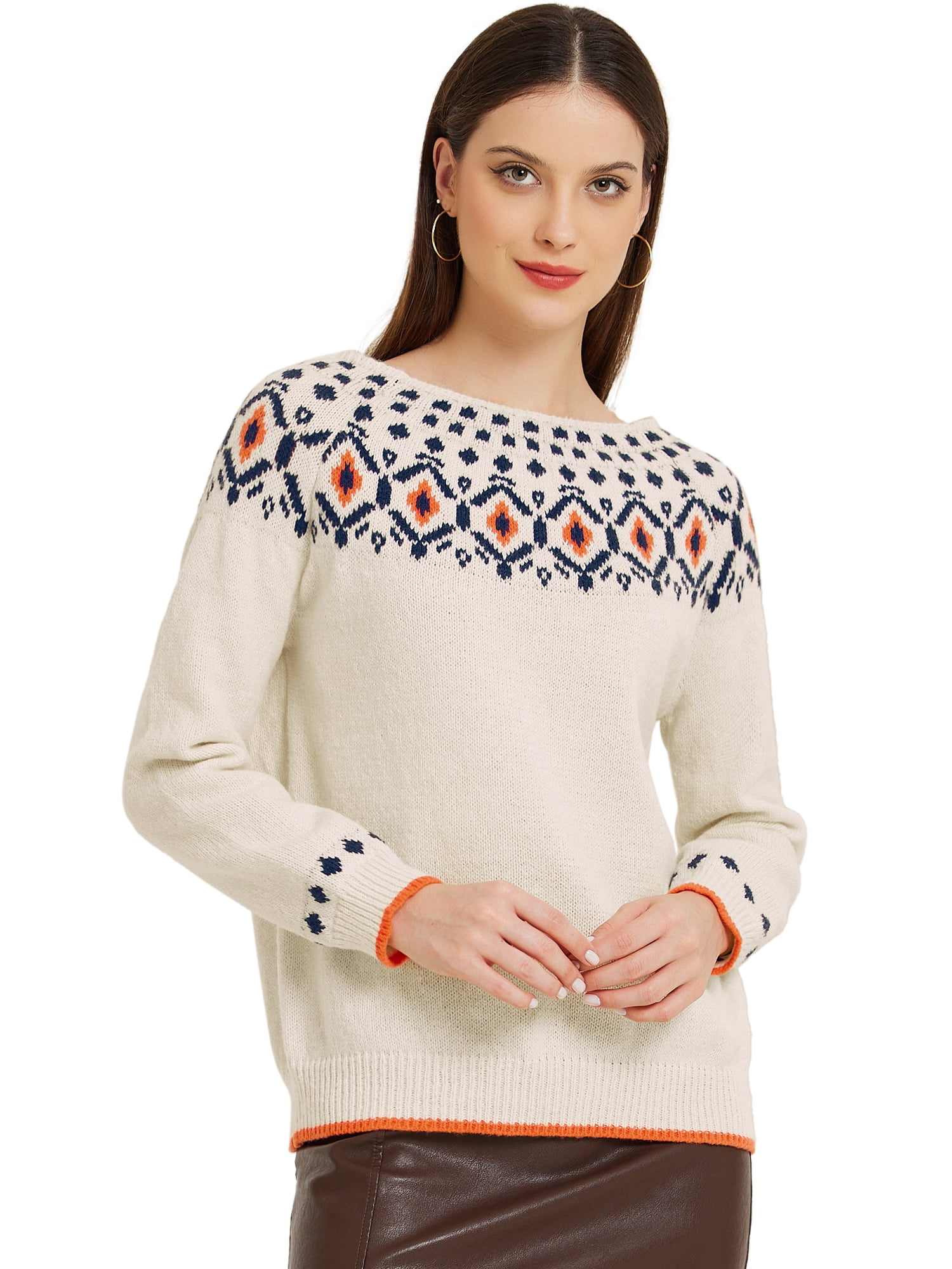 DARING DIVA Winter Fall Vintage Pullover Sweater Tops S White