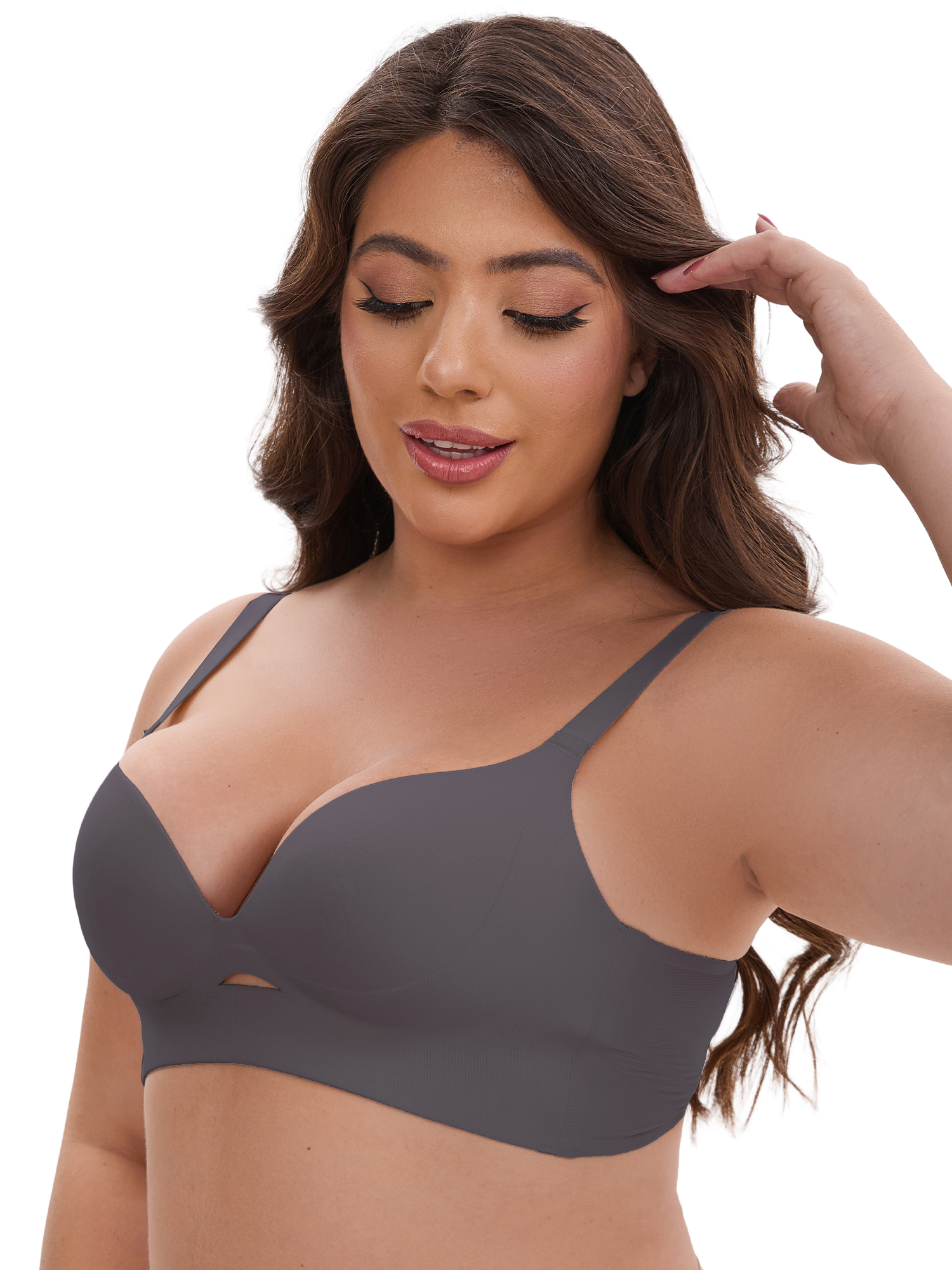 DARING DIVA Wireless Push Ups Adjustable Spaghetti Straps 40B Dark Gray