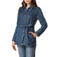 thumbnail image 1 of DARING DIVA Woman's Boyfriend Tie Waist Denim Jacket with Pockets XS Medium Blue, 1 of 6
