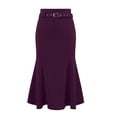 thumbnail image 1 of DARING DIVA Women Fishtail High Waist Belted Work Midi Mermaid Skirts XL Purple, 1 of 6