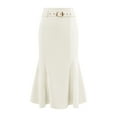 thumbnail image 1 of DARING DIVA Women Fishtail High Waist Belted Work Midi Mermaid Skirts XL White, 1 of 7