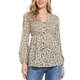 thumbnail image 1 of DARING DIVA Women'S V Neck Long Sleeves Casual Smocked Top XS Apricot, 1 of 6