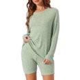 thumbnail image 1 of DARING DIVA Women's 2 Pcs Biker Shorts Lounge Sets Ribbed Knit Outfits Green S, 1 of 6