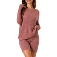 thumbnail image 1 of DARING DIVA Women's 2 Pcs Biker Shorts Lounge Sets Ribbed Knit Outfits Red S, 1 of 6