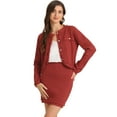 thumbnail image 1 of DARING DIVA Women's 2 Pcs Business Casual Sweater Jacket and Skirt Set M Red, 1 of 6