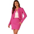 thumbnail image 1 of DARING DIVA Women's 2 Pcs Business Casual Sweater Jacket and Skirt Set XS Hot Pink, 1 of 1