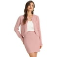 thumbnail image 1 of DARING DIVA Women's 2 Pcs Business Casual Sweater Jacket and Skirt Set XS Pink, 1 of 6