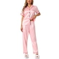 thumbnail image 1 of DARING DIVA Women's 2 Pcs Button Down Pajama Set XL Pink, 1 of 5