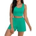 thumbnail image 1 of DARING DIVA Women's 2 Pcs Casual Outfit Set with Tank and Shorts L Green, 1 of 7