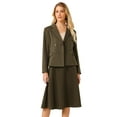 thumbnail image 1 of DARING DIVA Women's 2 Pcs Double Breasted Blazers and A-Line Skirts Set M Dark Brown, 1 of 7