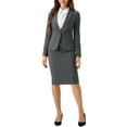 thumbnail image 1 of DARING DIVA Women's 2 Pcs Long Sleeve Blazer Pencil Skirt Outfit Set L Dark Gray, 1 of 6