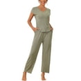 thumbnail image 1 of DARING DIVA Women's 2 Pcs Modal Pajama Loungewear Set Long Pants Sweatsuit Grey Green XS, 1 of 7