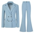thumbnail image 1 of DARING DIVA Women's 2 Pcs Notched Lapel Blazer Work Suit Set XS Gray Blue, 1 of 6