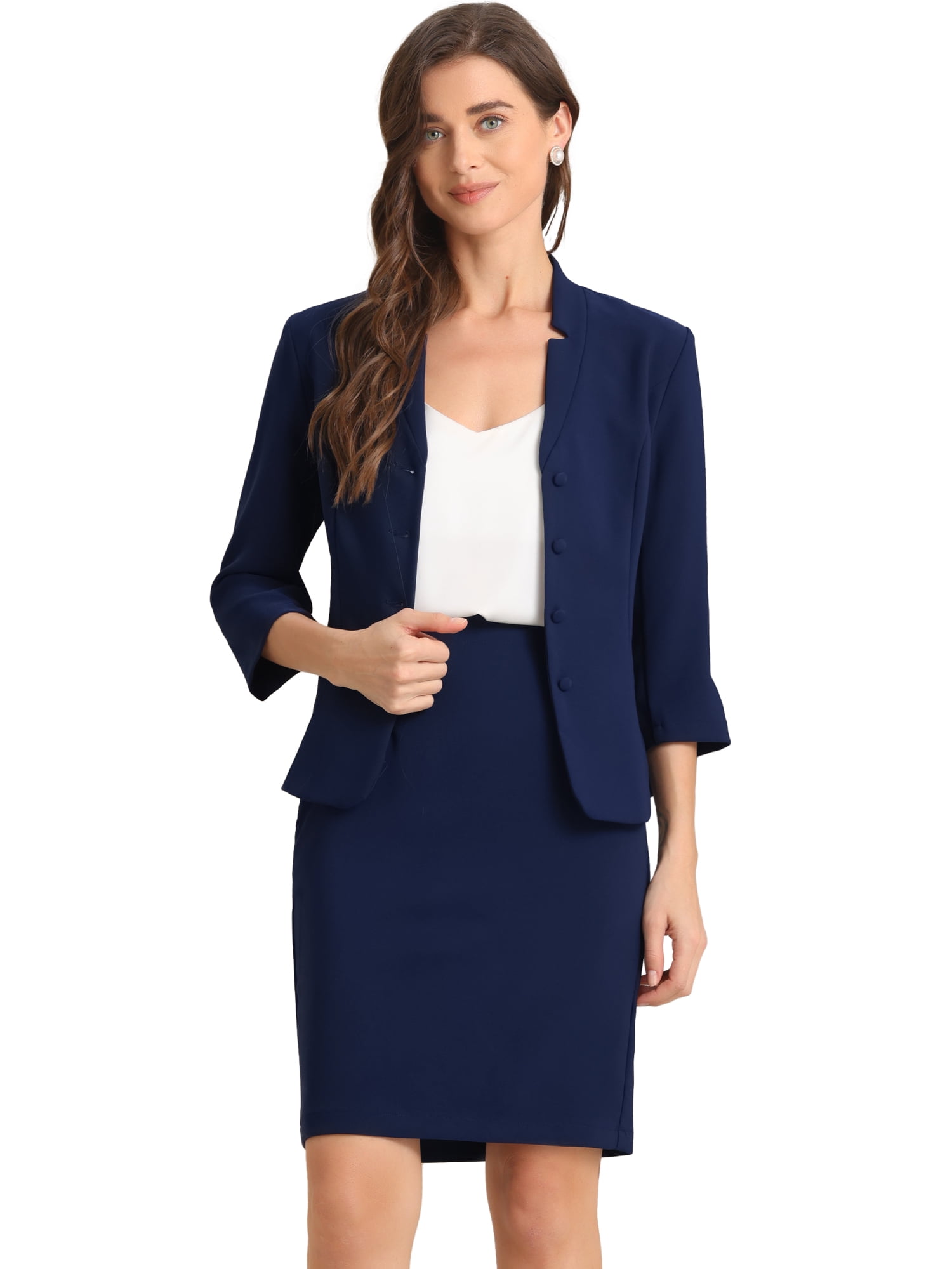 DARING DIVA Women #39 s 2 Pcs Outfits Notched Collar Blazer Pencil Skirt DARING DIVA Women #39 s 2 Pcs Outfits Notched Collar Blazer Pencil Skirt
