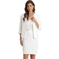 thumbnail image 1 of DARING DIVA 2Pcs Women's Notched Collar Business Pencil Skirt Suit Set XS White, 1 of 6