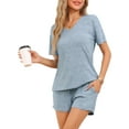 thumbnail image 1 of DARING DIVA Women's 2 Pcs Ribbed Knit Lounge Outfits Casual Pajama Sets Blue XS, 1 of 6
